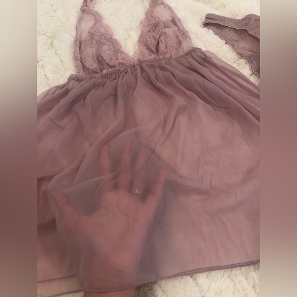 VERY SEXY Victoria’s Secret Small completely sheer lace trim halter babydoll set - Picture 2 of 12